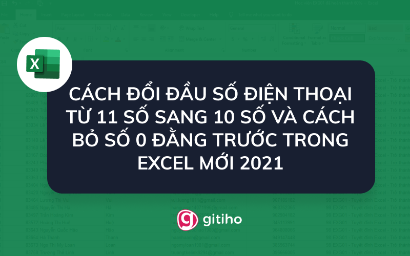 Đổi đầu số điện thoại và cách bỏ số 0 đằng trước trong Excel